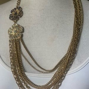 Beautiful Multi Strand Floral Accent Necklace